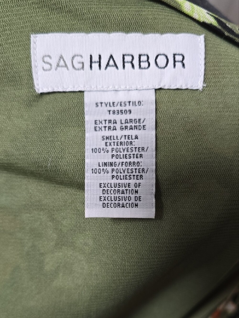Sag Harbor Floral Wrap Blouse - Olive Green & Orange Size XL - Picture 9 of 9